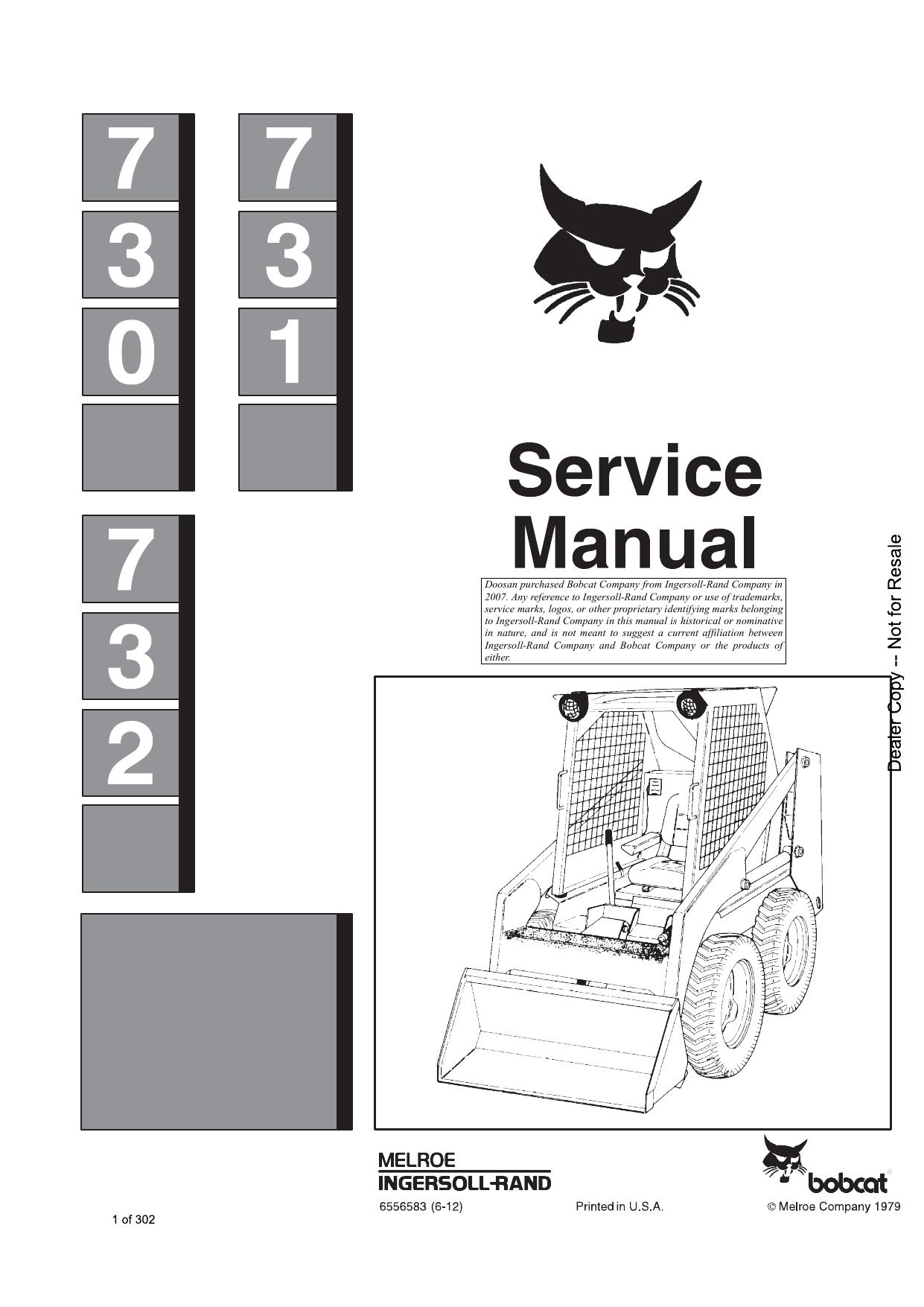 730 731 732 Loader Service Manual Bobcat